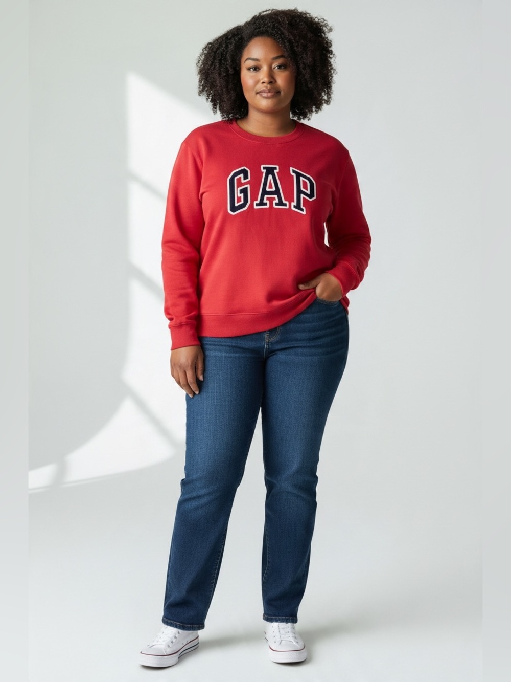 GAP Red Crewneck Sweatshirt with Contrast Logo